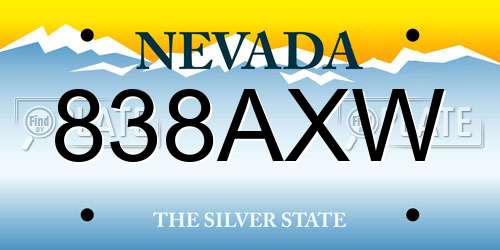 838AXW Nevada License Plate