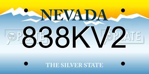 838KV2 Nevada License Plate