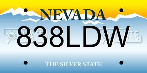 838LDW Nevada License Plate