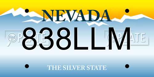 838LLM Nevada License Plate
