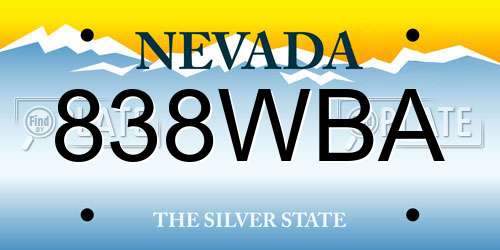 838WBA Nevada License Plate