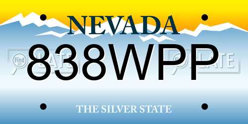 838WPP Nevada License Plate