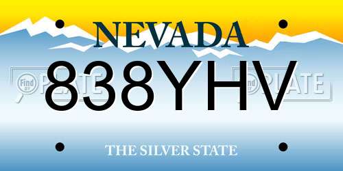 838YHV Nevada License Plate