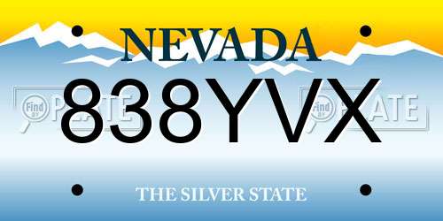 838YVX Nevada License Plate