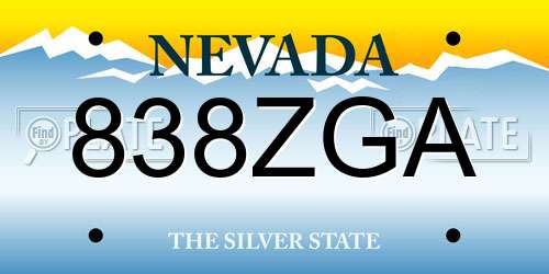 838ZGA Nevada License Plate