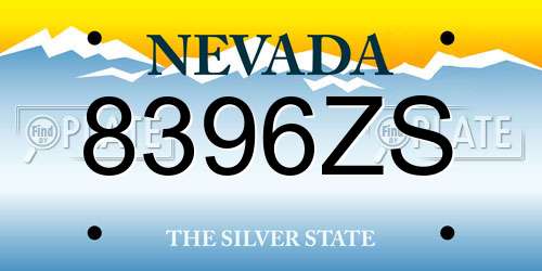 8396ZS Nevada License Plate