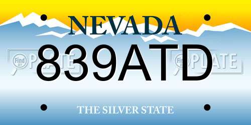 839ATD Nevada License Plate