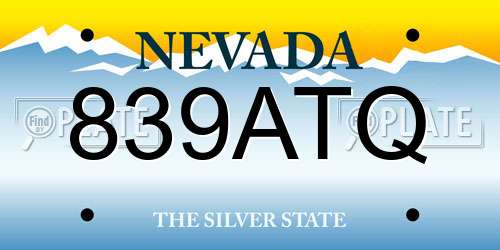 839ATQ Nevada License Plate
