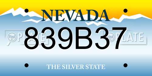 839B37 Nevada License Plate