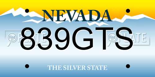 839GTS Nevada License Plate