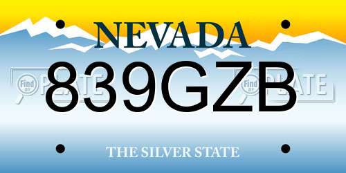 839GZB Nevada License Plate