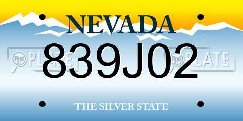 839J02 Nevada License Plate