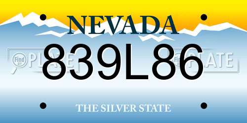 839L86 Nevada License Plate