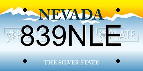 839NLE Nevada License Plate