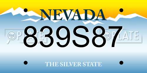 839S87 Nevada License Plate
