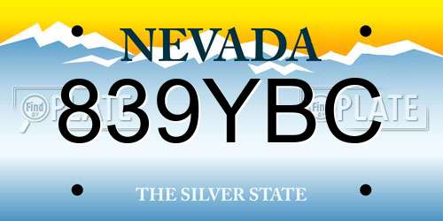 839YBC Nevada License Plate