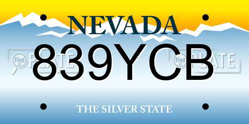 839YCB Nevada License Plate