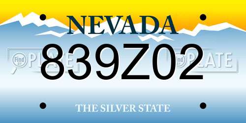 839Z02 Nevada License Plate