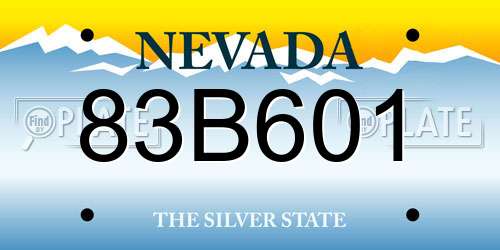 83B601 Nevada License Plate