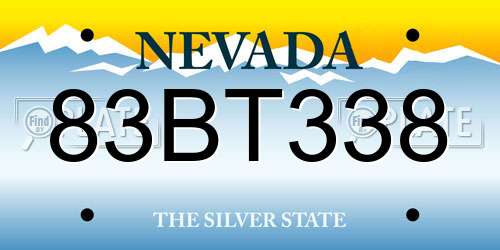 83BT338 Nevada License Plate