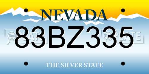 83BZ335 Nevada License Plate