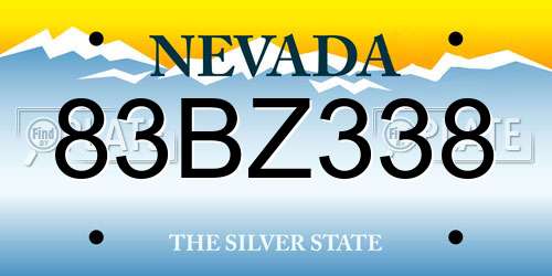 83BZ338 Nevada License Plate