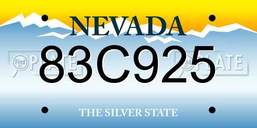 83C925 Nevada License Plate