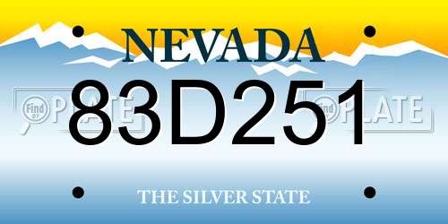 83D251 Nevada License Plate