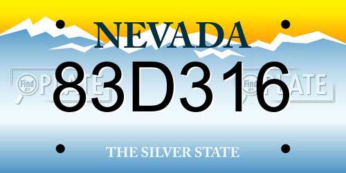 83D316 Nevada License Plate