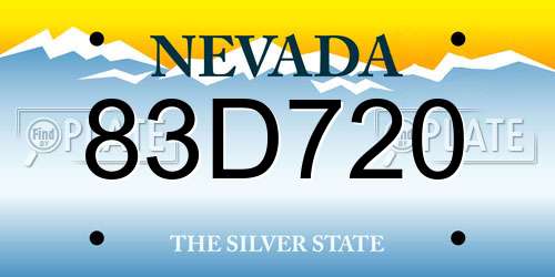 83D720 Nevada License Plate