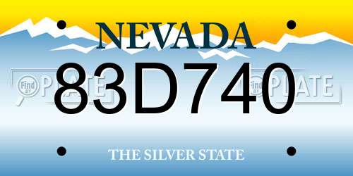 83D740 Nevada License Plate