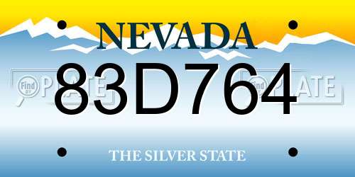 83D764 Nevada License Plate