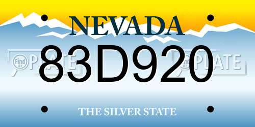 83D920 Nevada License Plate