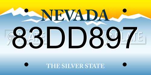 83DD897 Nevada License Plate