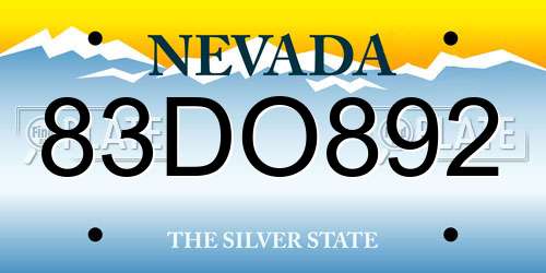 83DO892 Nevada License Plate