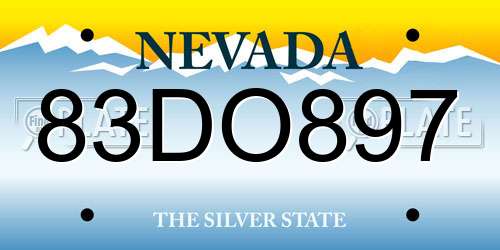 83DO897 Nevada License Plate