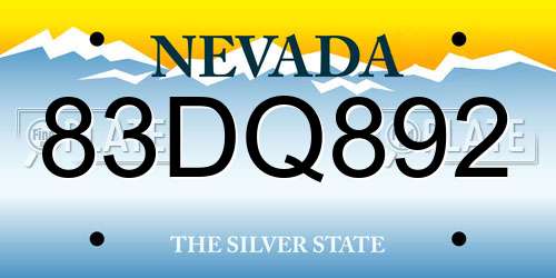83DQ892 Nevada License Plate