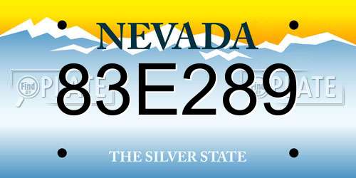 83E289 Nevada License Plate