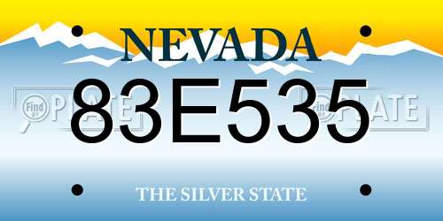 83E535 Nevada License Plate