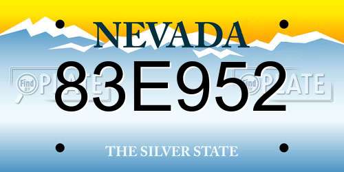 83E952 Nevada License Plate