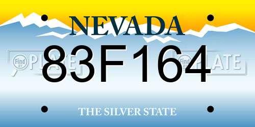 83F164 Nevada License Plate