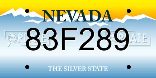 83F289 Nevada License Plate
