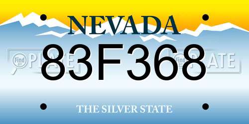 83F368 Nevada License Plate
