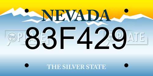 83F429 Nevada License Plate