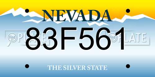 83F561 Nevada License Plate