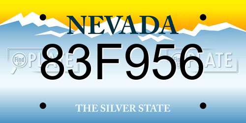 83F956 Nevada License Plate