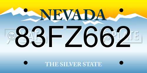 83FZ662 Nevada License Plate