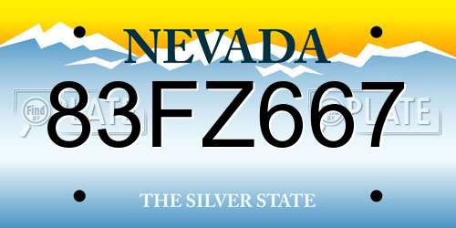 83FZ667 Nevada License Plate