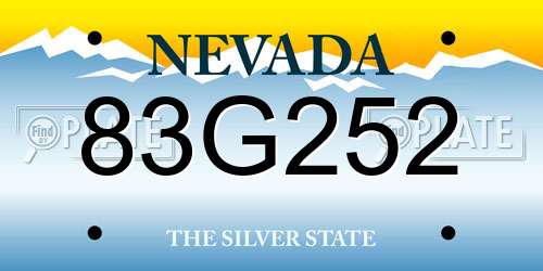 83G252 Nevada License Plate