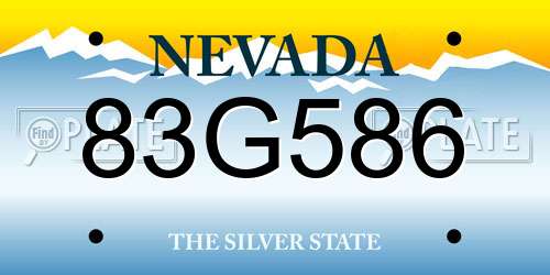 83G586 Nevada License Plate